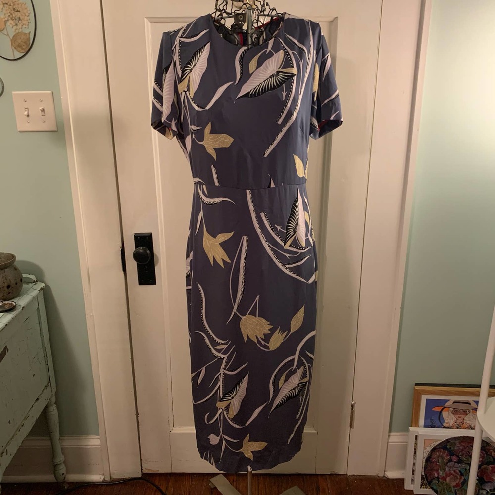 DVF leaf print dress size 10